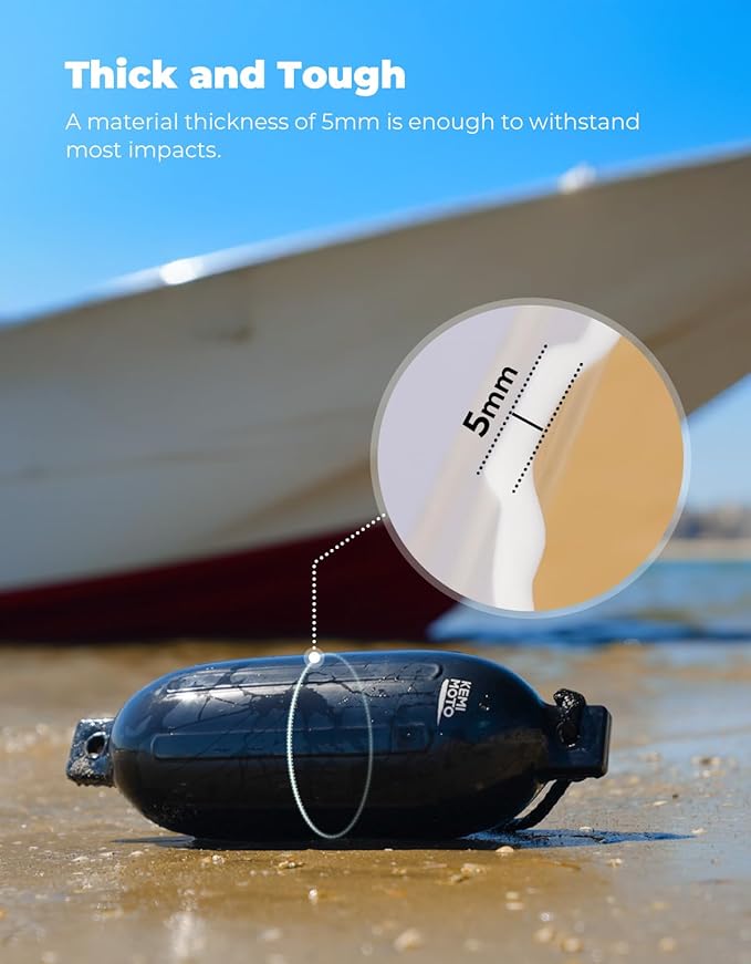 KEMIMOTO Boat Fenders Boat Bumpers for 15-35ft Boat, 4 Pack Inflatable Boat Fenders Bumpers with 4 Ropes, Boat Bumpers for Docking, Fit for Pontoon Boat Bass Boat and Jon Boat
