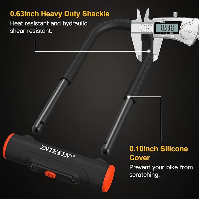 Bike U Lock Heavy Duty Bike Lock Bicycle Lock, 16mm U Lock and 3ft / 5ft / 6ft Length Security Cable with Sturdy Mounting Bracket for Bicycle, Motorcycle and More