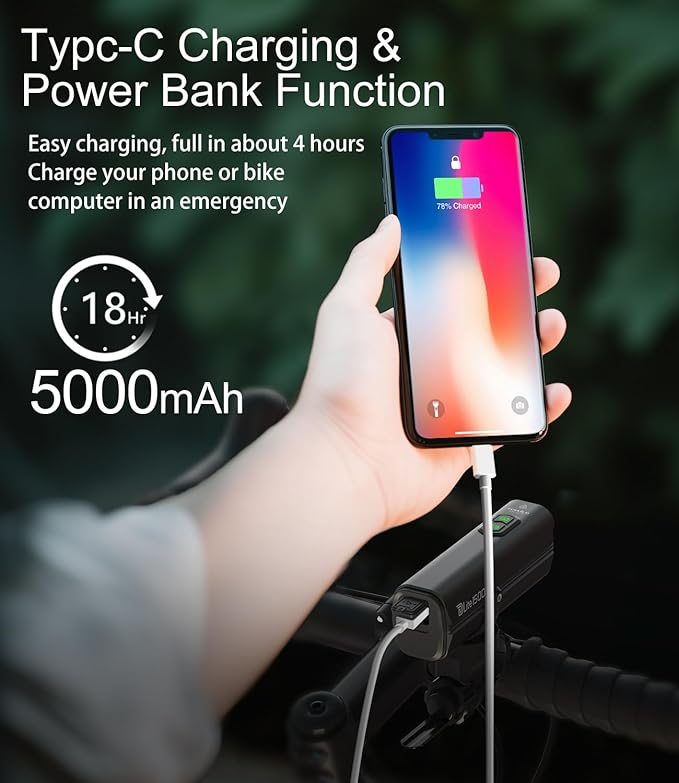 TOWILD DLite1800 Bike Lights for Night Riding 1800LM Dual Light Source System,Super Bright Front Bicycle Light Waterproof Bike Headlight for Mountain,Road,Commuter Cycling -Fits All Bikes