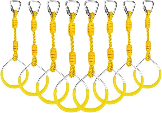 Ninja Ring Fitness Gymnastic Ring Climbing Bar Workout Outdoor Backyard Playground Training Equipment Play Set, Jungle Gym Fist Hanging Swing Monkey Bars Ninja Warrior Obstacle Course Trapeze Playsets