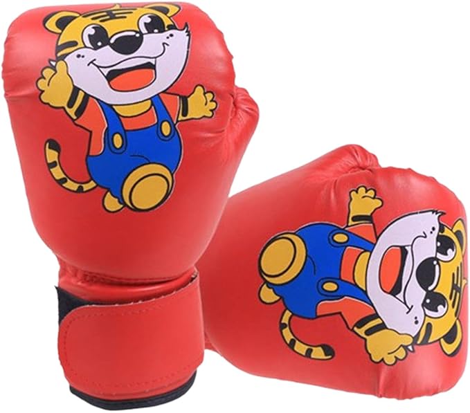 Boxing Gloves for Kids Kids Boxing Gloves for 3-8 Years Shock Boy Little Tiger Tiger Picture Cartoon PU Training Kickboxing Red Blue Black