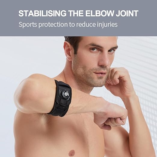 Tennis Elbow Brace for Men & Women, Elbow Support Strap for Golfers, Basketball, Baseball, Badminton, Weightlifting - Tendonitis, Arthritis, Pain Relief, with Knob style Automatic Buckle