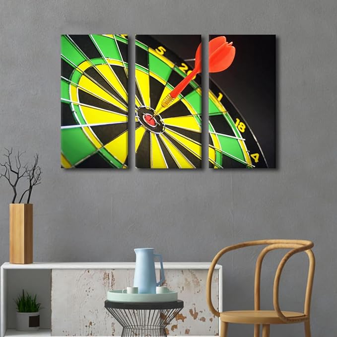 Wall Art Dart Board with Darts Closeup Wall Paintings for Living Room Motivational Pictures Print on Canvas Positive Wall Art Bedroom Wall Decoration Office Wall Art Framed Ready to Hang - 24"Wx36"H