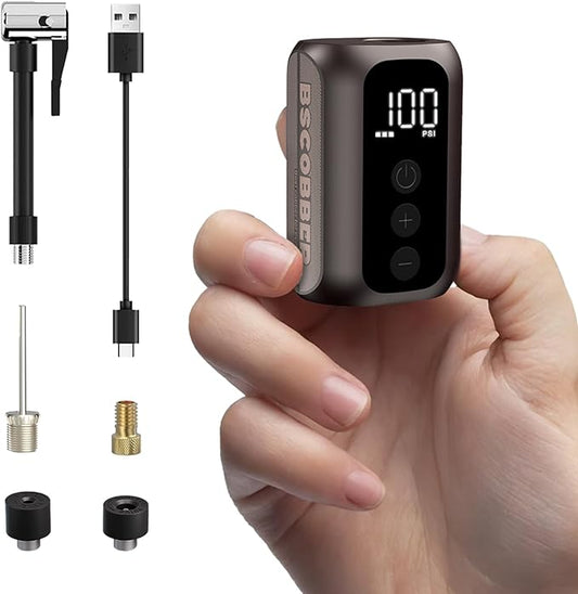 A5mini Smart Electric Bike Pump 100 PSI – Mini Air Pump with Digital Display, Auto Shut-Off, Fast Charging for Bikes and Balls