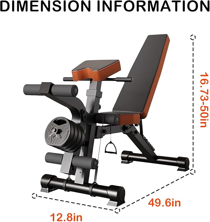 PENSUN Adjustable Weight Bench, Foldable Workout Bench Press for Home Gym Exercise, Flat Incline Decline Sit Up Position for Full All-in-One Body Strength Training W/Leg Extension and Preacher Pad