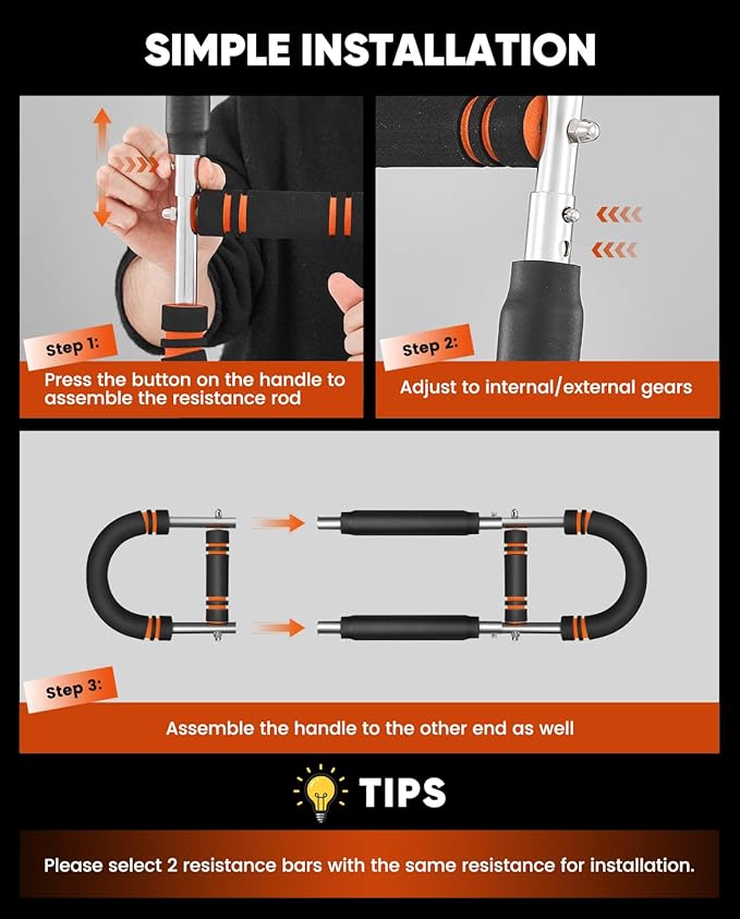 Saker Twister Arm Trainer, PowerTwist Arm Trainer, Adjustable Forearm Strengthener, Arm Exercise Equipment, Chest Workout Equipment, Portable Spring Resistance for Home Gym Equipment