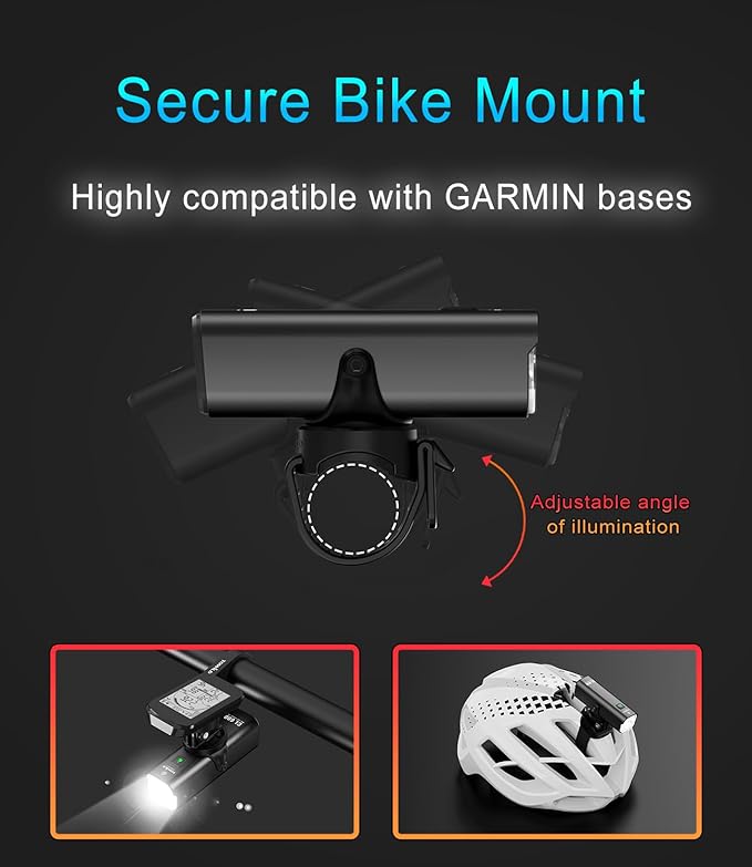 TOWILD Bike Lights for Night Riding,Compatible with Garmin/GoPro Mount,600 Lumen Bike Headlight,2000mAh Rechargeable Battery,Waterproof Bike Front Light for Commuter Cyclists-Fits All Bikes