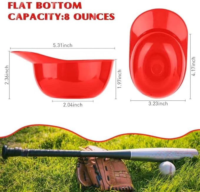 24 Pieces Baseball Helmet Ice Cream Bowls, 8 oz Baseball Party Supplies Helmet Snack Bowl, Mini Plastic Sundae Helmets, kids Baseball Ice Cream Hats for Sports Birthday Dessert Favors Serving