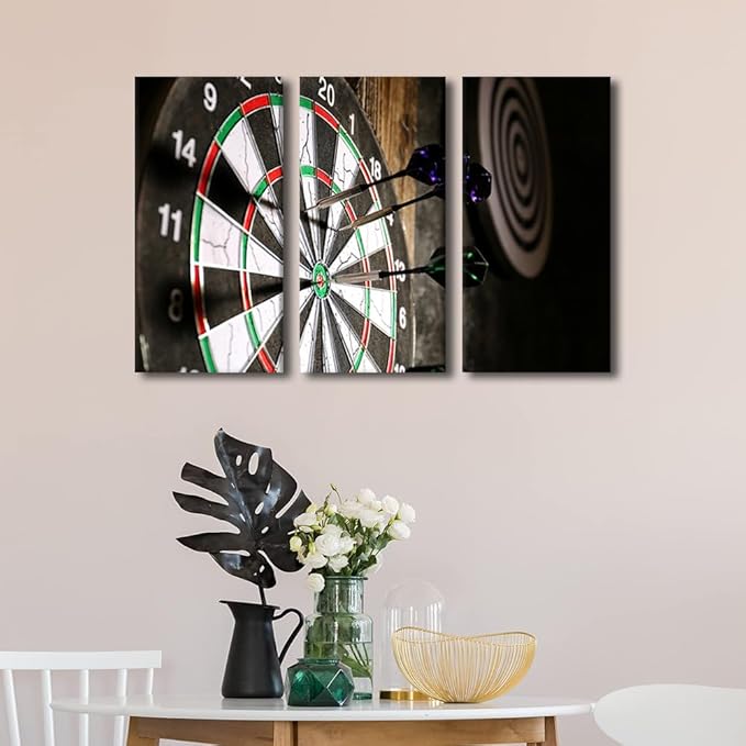 Canvas Wall Art for Living Room Home Decor Dartboard with Darts Closeup Goal Achievement Concept Poster Prints on Canvas Decorations Wall Art for Bedroom Office Framed Ready to Hang, 24" Wx36 H