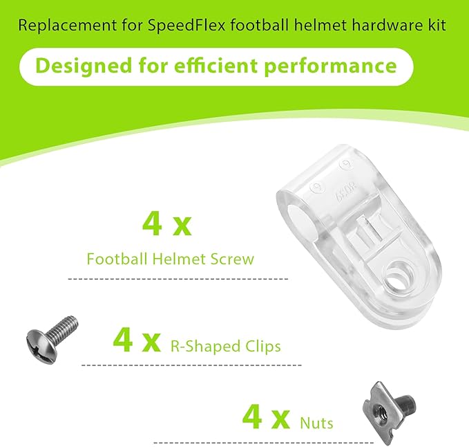 Football Helmet Clips Screws Nuts Compatible with Schutt F7 & Riddell Multiple Sports Helmet,Use for Repairing Baseball, Softball Soccer and More Youth Football Helmet Facemask Hardware Kit