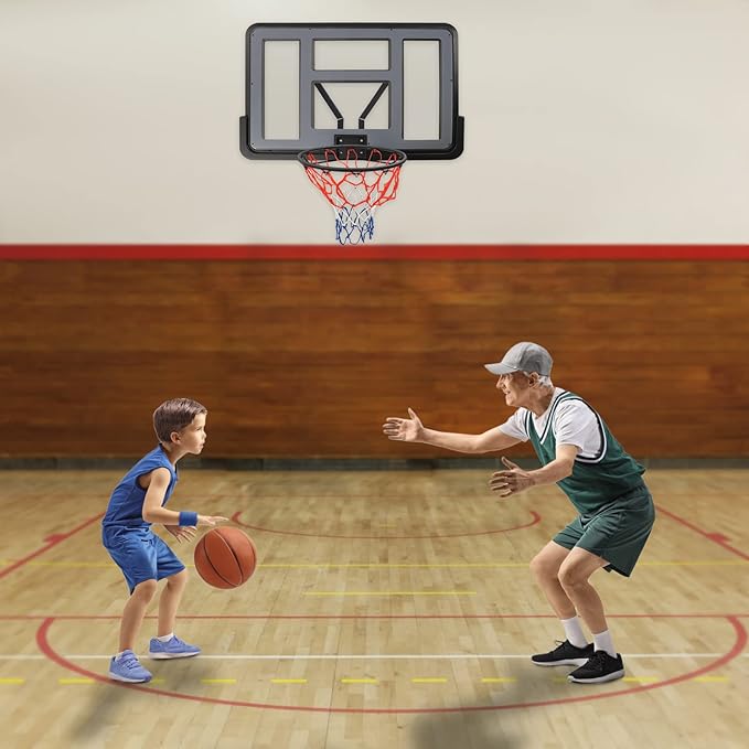 Basketball Backboard & Rim Combo,44“L*30”W Backboard,17.7in Rim Dia,Backboard Goal and Rim Kit for Adults or Kids,Wall Mount Basketball Goal,Shatter Proof PET Backboard