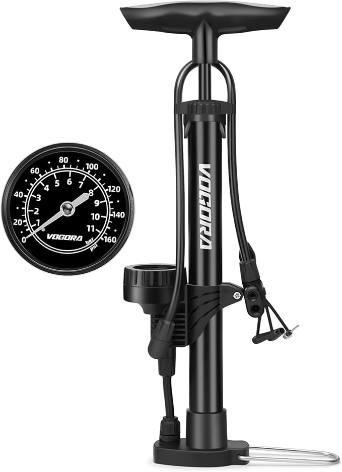 Bike Pumps for Bicycle Tyres with Pressure Gauge, Portable with Presta & Schrader Valves, Bike Air Pump, Foot Pump for Tires, Inflatables & Balls