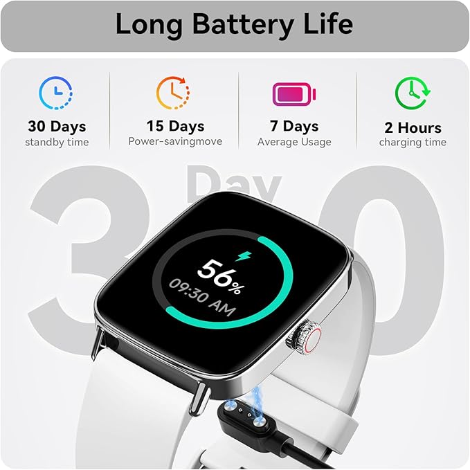 Tensky Smart Watch for Women Android & iPhone, 1.85" Touch Screen Fitness Tracker with Answer/Make Call, IP68 Waterproof 24/7 Health/Sleep Monitor, Pedometer, 100+ Sport Modes (2 Bands)