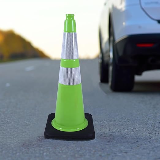 8 Pack 28" Green Traffic Safety Cones with Reflective Collars – High-Visibility PVC Cones with Weighted Black Base for Construction Sites, Parking Lots & Crowd Control(28 inch-8Pack)