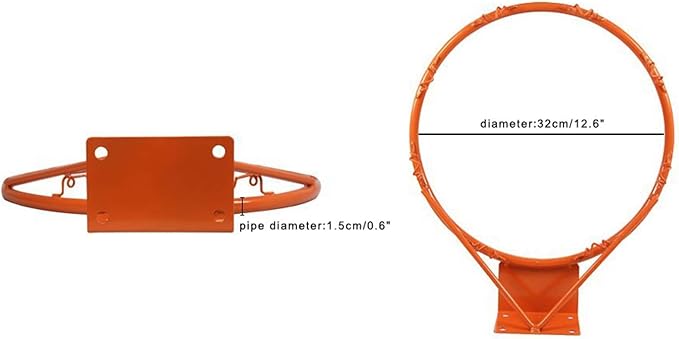 Basketball Rim Goal Wall Mounted Basketball Hoop Indoor Outdoor Hanging Basketball Hoop with 2PCS Adapted 8-Loops Basketball Net, 32centimeter/12.6inch Hoop