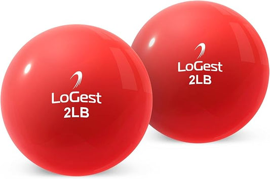 Logest Weighted Toning Exercise Balls Pair - Round Shape Medicine Ball - 1LB 2LB 3LB 4LB 5LB 6LB Available - Toning Muscle for Men & Women - Color-Coded Difficulty Levels