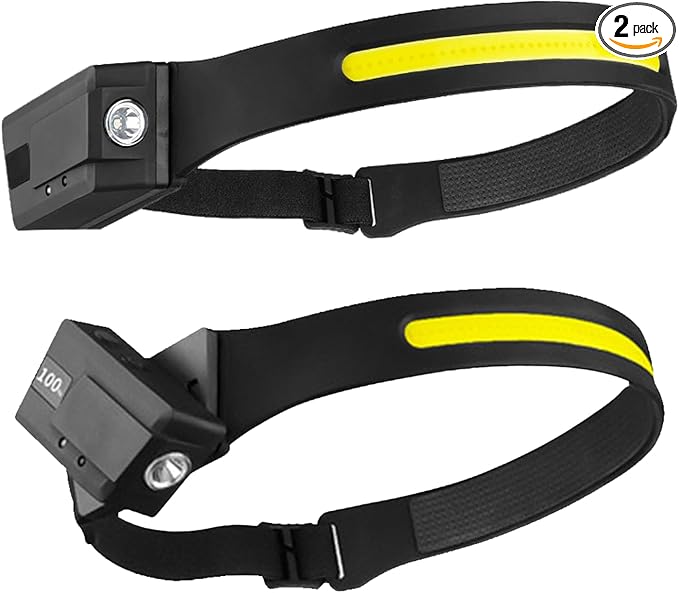 2 Pack Detachable LED Headlamp Flashlight 2-in-1, 350 Lumens Rechargeable Headlamp for Adults Outdoor, Waterproof Head Lamp with 5 Modes, Hands-Free Flashlight for Camping/Hiking/Construction