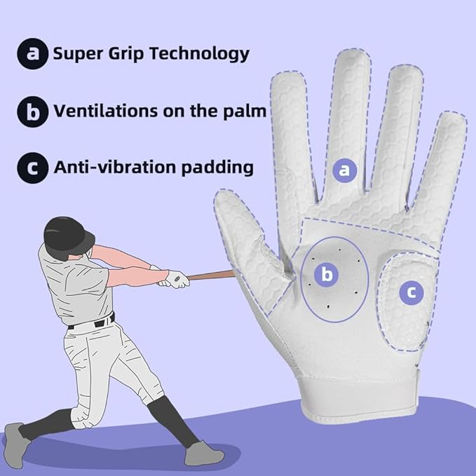 Seibertron B-A-R PRO 2.0 Signature Baseball + Softball + Teeball Batting Gloves Super Grip Finger Multiple 11 Sizes + 5 Colors Available Fit Adult Youth Kids Boys Girls Mens Women
