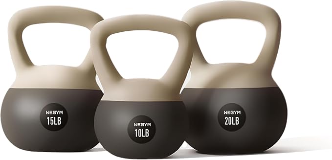 Soft Kettlebells with Cushioned Impact-Resistant Base and Anti-Slip, Wide-Grip Handle for Home Workouts, Weightlifting, and Full Body Strength Training