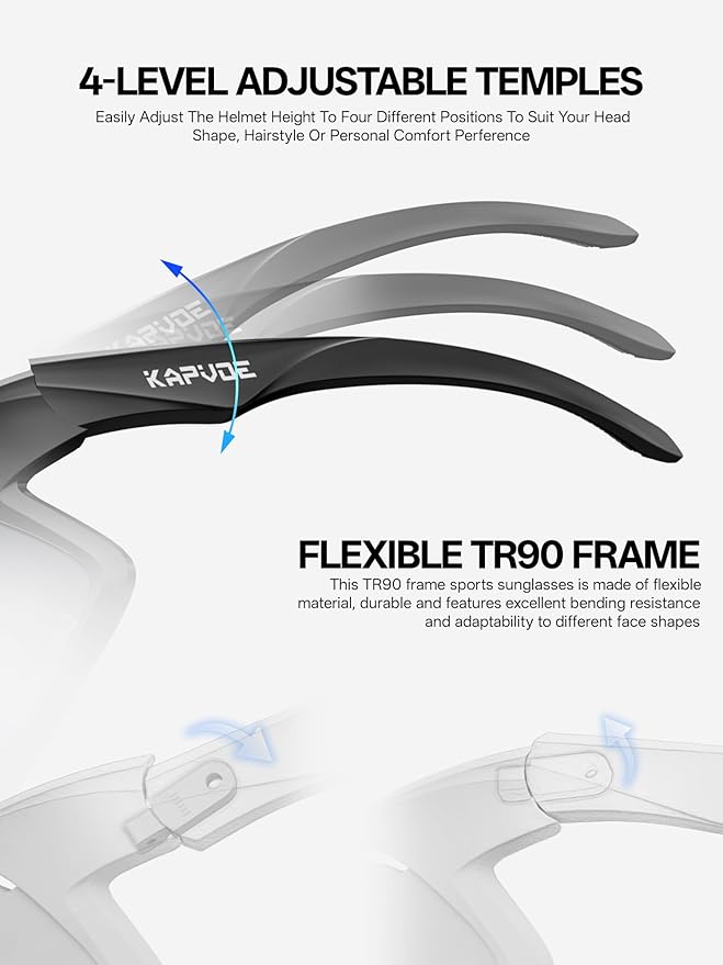 KAPVOE Polarized Cycling Glasses Men Women Sports Sunglasses for Mountain Bike Running Fishing Baseball K383