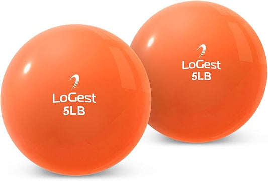 Logest Weighted Toning Exercise Balls Pair - Round Shape Medicine Ball - 1LB 2LB 3LB 4LB 5LB 6LB Available - Toning Muscle for Men & Women - Color-Coded Difficulty Levels