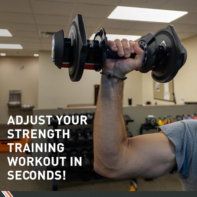 BodySport 40 Pound Adjustable Dumbbells – Includes 12 Free Weights, Ranging from 3 to 40 Pounds, Ideal for Home Gym Workouts and Weight Training