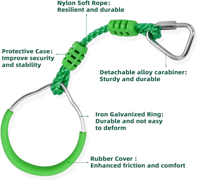 Ninja Ring Fitness Gymnastic Ring Climbing Bar Workout Outdoor Backyard Playground Training Equipment Play Set, Jungle Gym Fist Hanging Swing Monkey Bars Ninja Warrior Obstacle Course Trapeze Playsets