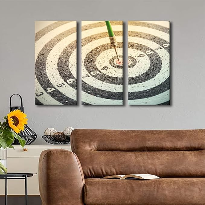 Retro Wall Paintings for Living Room Wall Art Leisure Sport Modern Office Wall Art Dartboard Wall Decor Canvas Wall Art for Bedroom Artwork Giclee Wall Decoration Framed Ready to Hang, 28"Wx42"H