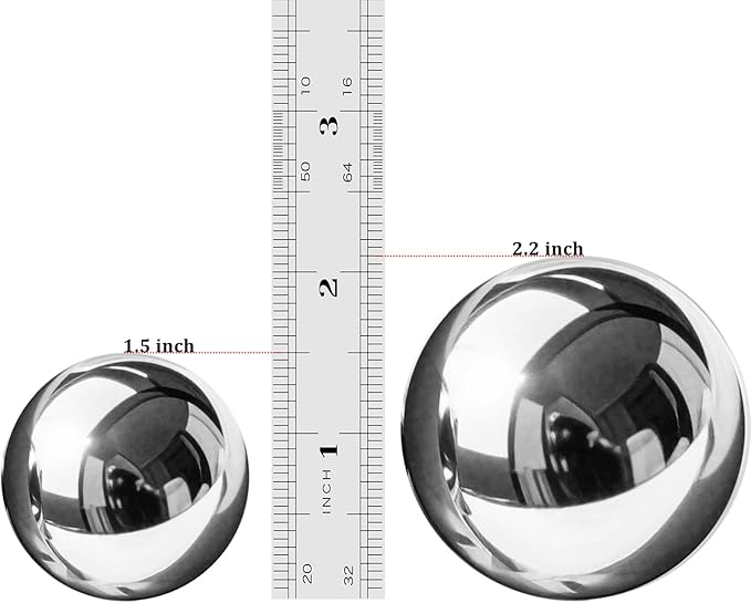 Baoding Balls 2.1 Inch Stainless Steel Meditation Balls, Hand Exercise Massage Balls for Home Office Exercise, Stress Relief, Anxiety Reduction (Without Bell Sound)