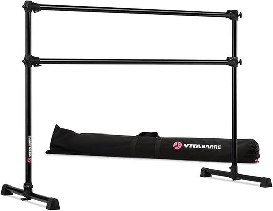 VITA Barre Portable Freestanding Double Ballet Barre, Prodigy, with Carry Bag | Adjustable Height, USA Made, Home or Gym Exercise Equipment for Kids & Adults | Dance, Fitness, Pilates