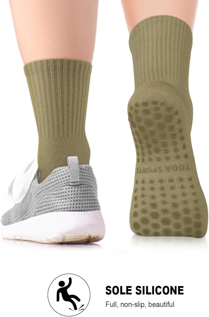 6 Pairs Grip Pilates Socks for Women, Non-slip Yoga Athletic Socks for Barre Ballet Barefoot Workout Hospital