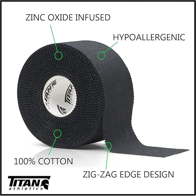 12 Pack Black Athletic Tape (45ft Rolls) - Athletes Trainers Injuries & First Aid - Premium Medical Sports Tape - Wrap & Support Ankles & Wrists - Easy Tear Design with Zinc Oxide & No Sticky Residue