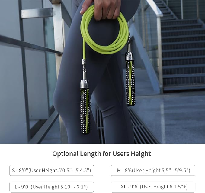 HEREROPE 1/4LB Weighted Jump Rope for Speed, Cardio, Boxing & Workout, Skipping Rope with Ball-bearing, Comfortable & Ergonomic Grip, Tangle Free Cable, Jump Ropes for Men Women Fitness