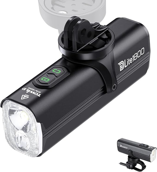 TOWILD DLite1800 Bike Lights for Night Riding 1800LM Dual Light Source System,Super Bright Front Bicycle Light Waterproof Bike Headlight for Mountain,Road,Commuter Cycling -Fits All Bikes