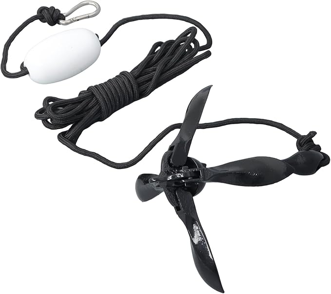 1 Pack 3.3 lb Marine Kayak Folding Grapnel Anchor Kit for Small Boats Kayaks Canoe Paddle Boards