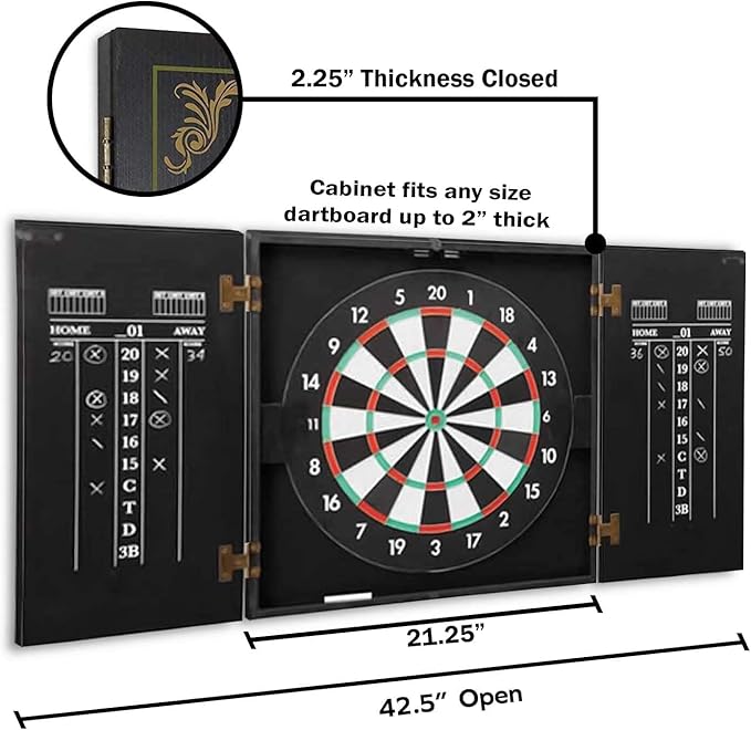 THOUSAND OAKS BARREL CO. | Personalized Dartboard & Cabinet Set with 6 Steel Tip Darts