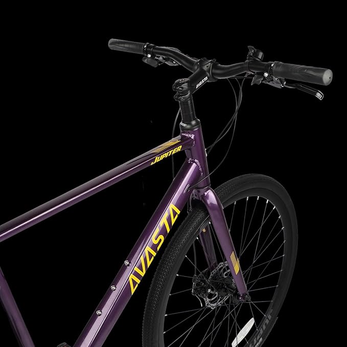 AVASTA Jupiter 700C Road Adult Step-Over Hybrid Cycling Bike Bicycle, Aluminum Frame, 21-Speed, Dual Disc Brakes, Multpile Colors for Men Woman Male Female