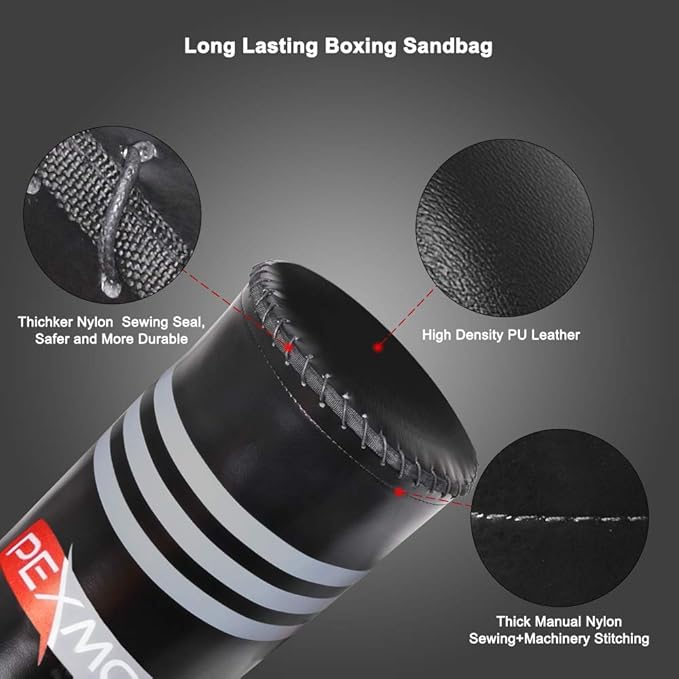 PEXMOR Freestanding Punching Bag Heavy Solid Boxing Bag with Suction Cup Armor Base & Noise Vibration Absorption Device for Adult Youth - Men Stand Kickboxing Bags Kick Punch Bag | Black