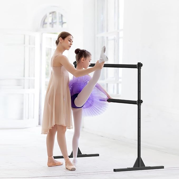 SELEWARE Height Adjustable Ballet Barre Freestanding Ballet Bar Heavy Duty Dance Bar Support Barre Movements Body Stretch Pull-ups, Sturdy Construction Never Fall Apart, Anti-Slip
