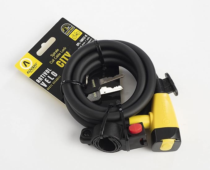 Coiled Bike Lock, Heavy Duty Anti Theft Bike Cable Lock, 6 Feet Long, Secure Bike Lock with Key and Bracket, Designed for Bikes & Scooters.