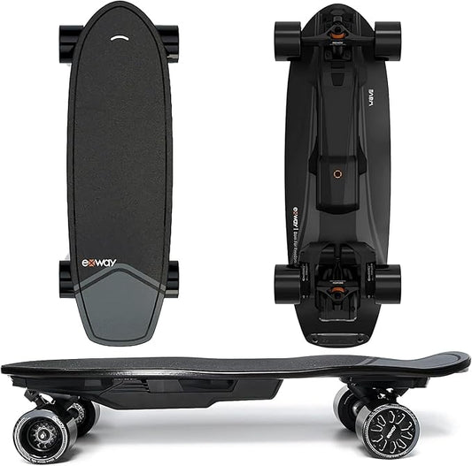 Exway Wave Belt 99Wh Electric Skateboards with Remote, Top Speed of 23 Mph, Quick-Swap Battery, 440 LBS Max Load, IP55 Waterproof, Mini Cruiser for Adults & Teens (W1)