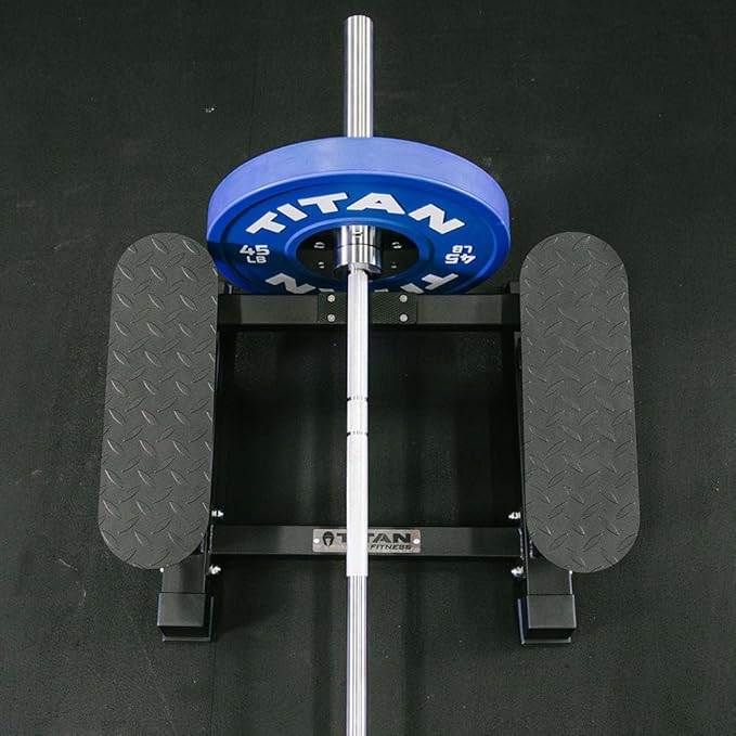 Titan Fitness T Bar Rowing Platform, Elevated/Angled Design for Rows at a Deficit, T Bar Row Platform with Diamond-Plated Footplates, T Bar Platform with Protective UHMW strip, Non-Slip Rubber Feet