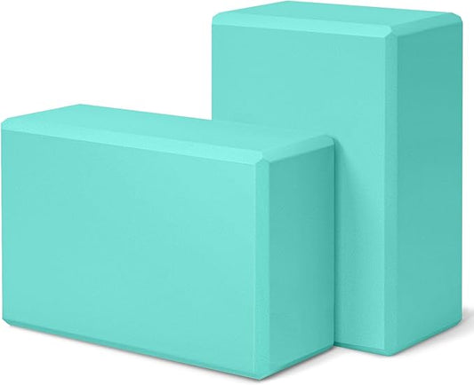 Yoga Block 2 Pack 9"x6"x3", Sturdy Yoga Foam Blocks, High Density & Non Slip Surface for Pilates & Stretching, Fitness Accessories for Stability & Balance