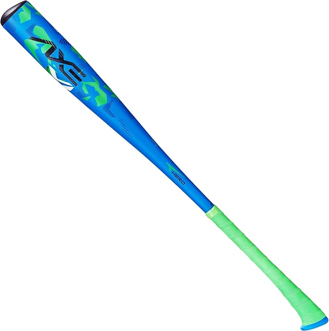 Axe Hero USA Baseball Bat | Drop -12 | 1-Piece Alloy | 2 1/2" Barrel | Balanced Lightweight Design for Maximum Bat Speed | Great for Youth, Beginners | Blue/Green