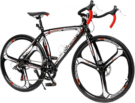 700C Wheel Road Commuter Bike, 14/21 Speed Shifter, Dual Disc Brakes Racing Bicycle with Light Aluminum Alloy Frame for Adult Men and Women