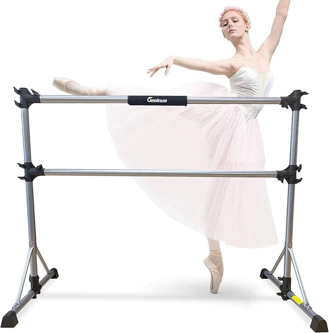 5FT Portable Ballet Barre Bar, Adjustable Freestanding Double Ballet Barre for Girls Kids & Adults, Stable Bar for Stretching, Studio Dancing, Home Workout, Max Load 350lbs