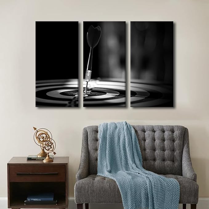 Retro Canvas Prints Dartboard Wall Art Paintings Motivational Posters Stretched Goal Achievement Concept Pictures for Living Room Modern Home Decor Framed Wall Art Decorations Ready to Hang, 28"Wx42"H