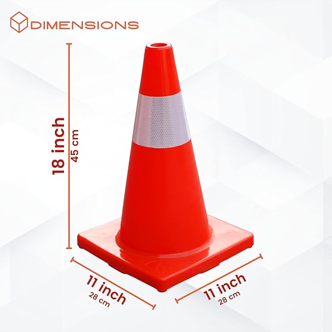 6, 9, 12, 18, 28 Inch Sports Training Traffic Cones - Durable Orange Cones for Soccer, Football, Basketball, Agility Drills, Parking, Safety, Road Use (Set of 12)