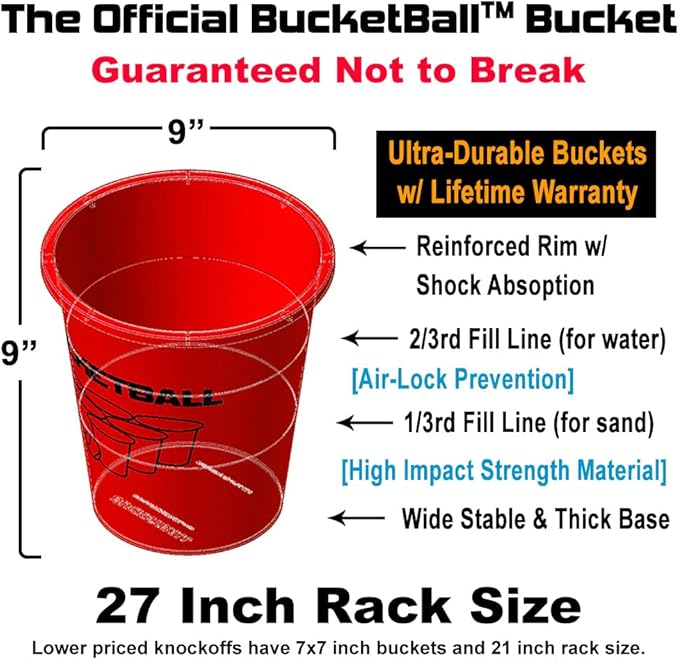 BucketBall | Team Color Edition | Party Pack (Red/Yellow): Original Yard Pong Game: Best Camping, Beach, Lawn, Outdoor, Family, Adult, Tailgate, Jumbo, Giant Game