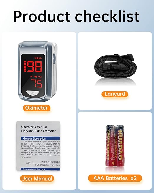 Fingertip Pulse Oximeter- HOLFENRY Mini Oximeter Oxygen Saturation Monitor for SpO2/Heart Rate/PI, Oxygen Monitor Fingertip 02 Pulse Oximeter Finger, Gray
